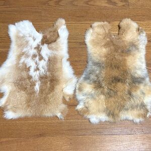 0799 Natural Tan & Cream Rabbit Fur Pelts - Pair